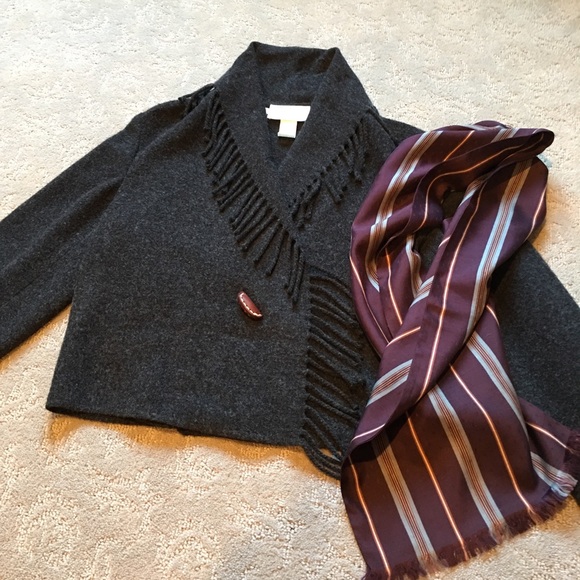 Armand Ventilo Jackets & Blazers - Armand Ventilo Charcoal Grey Fringe Jacket